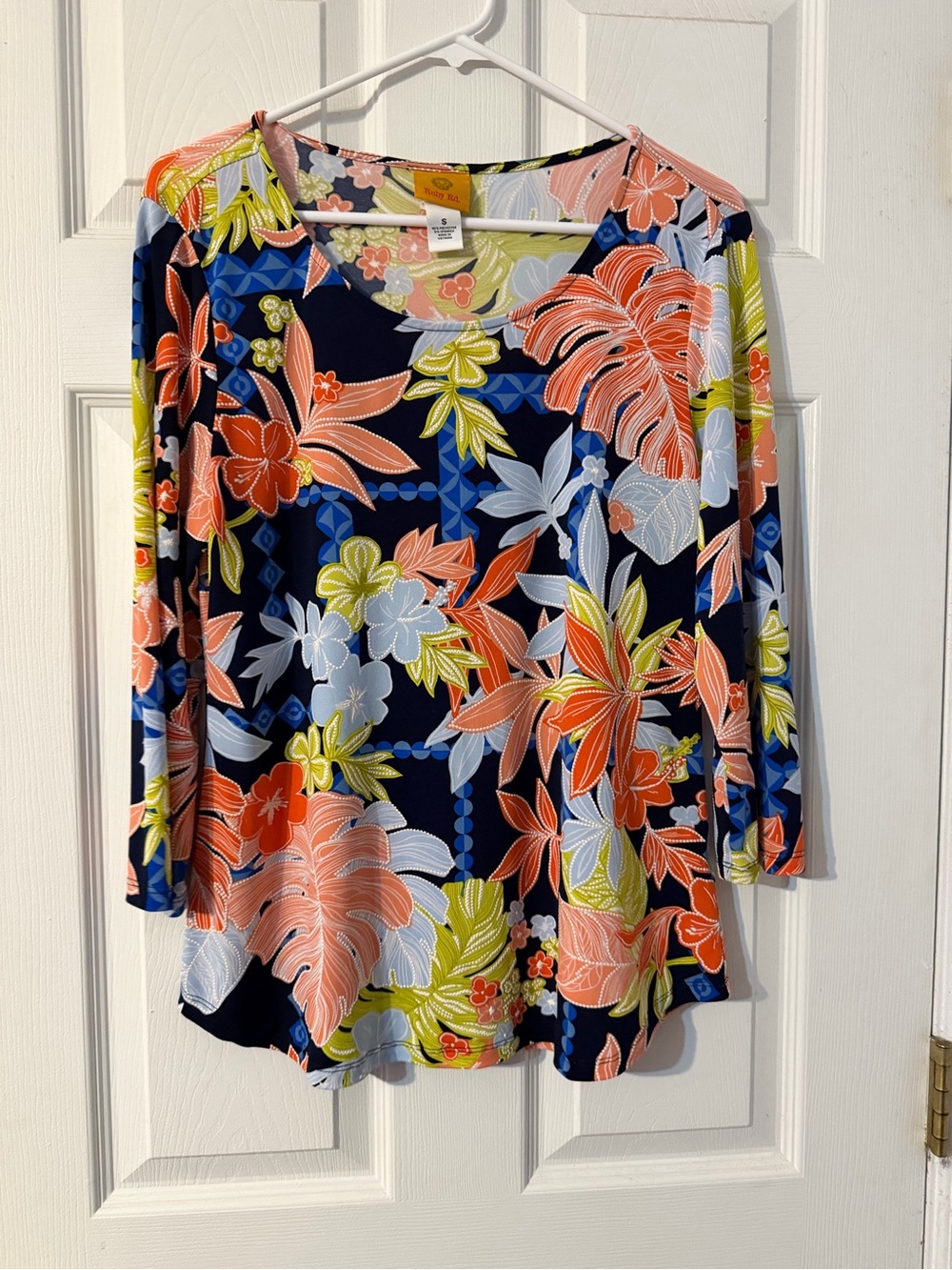 Women’s Ruby Rd Shirt Sleeve Top Vibrant Burst Pattern Size Small